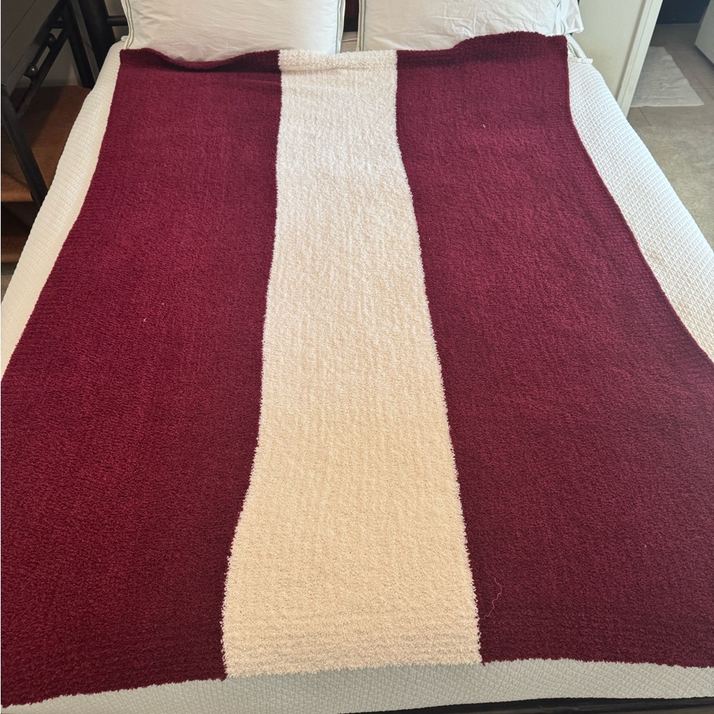 Kashwere Burgundy & Cream Striped Blanket